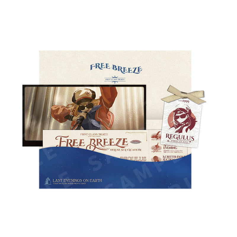 Reverse: 1999 "Free Breeze" Cruise Ticket Set with Illustration Postcards