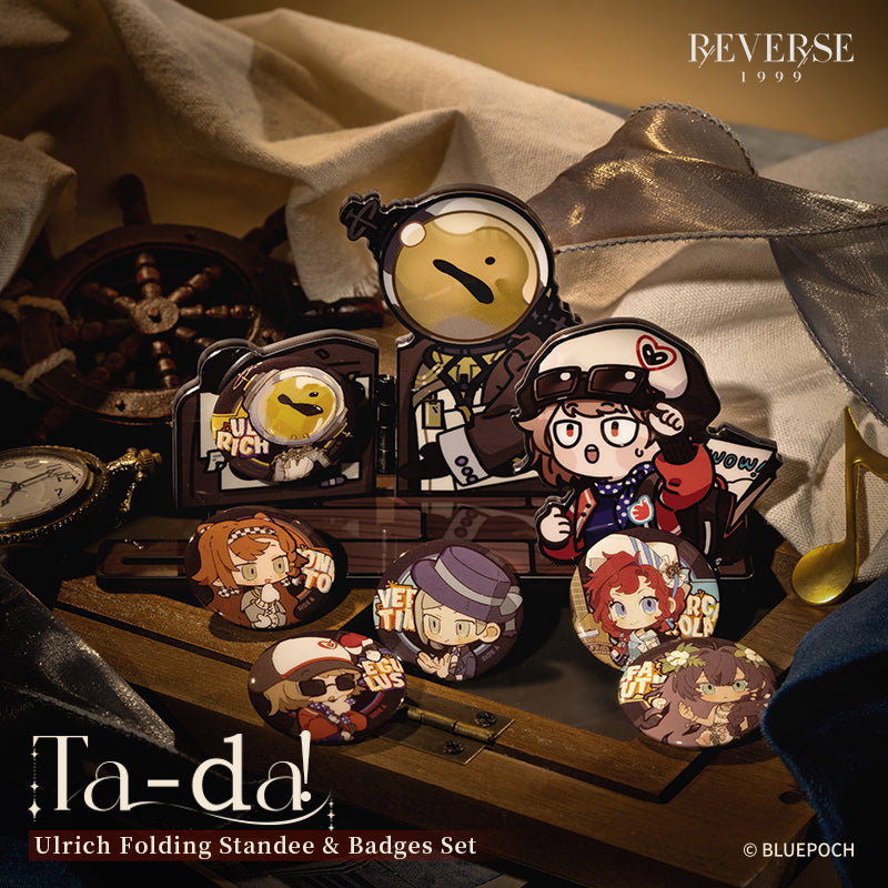 Reverse: 1999 "Ta-da!" Ulrich Folding Standee & Badges Set