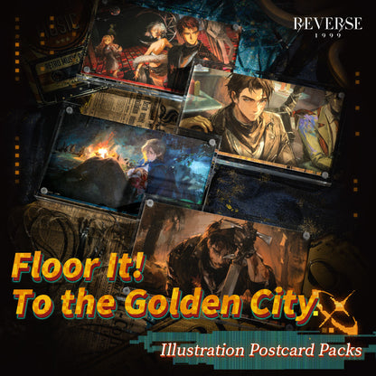 Reverse: 1999 "Floor It! To the Golden City" Illustration Postcard Packs