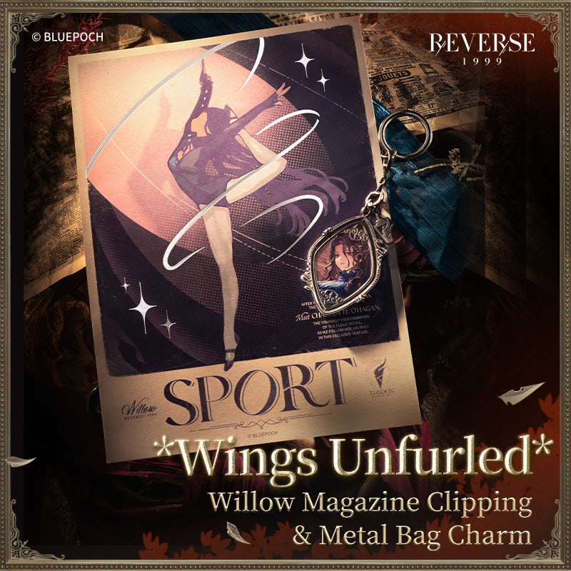 Reverse: 1999 "Wings Unfurled" Willow Magazine Clipping & Metal Bag Charm