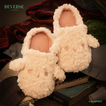 Reverse: 1999"Soft White Steps" Barbara Puff Slippers