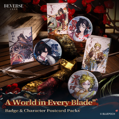 "A World in Every Blade" Badge & Character Postcard Packs
