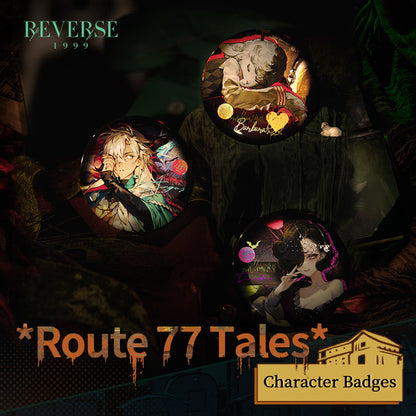 Reverse: 1999 "Route 77 Tales" Character Badges Argus/Tuesday/Barbara Isolde/Ezra/Blonney